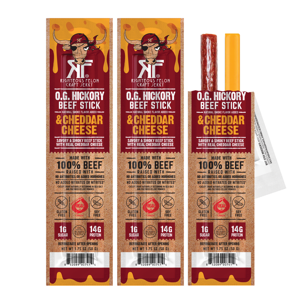 NEW Righteous Felon Beef & Cheese Sticks 3-Pack (1.75oz each) Q0